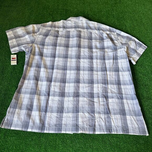 Van Heusen Short Sleeve Button Up Plaid Gray Easy Care Shirt Big Size XXL NEW - Picture 11 of 15